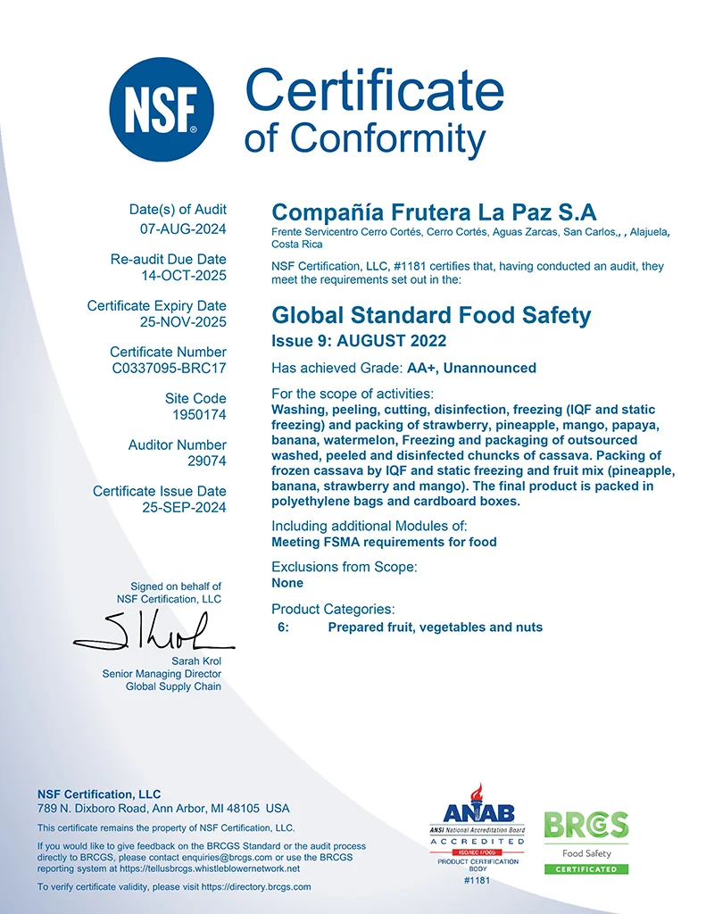 Certificate of Conformity